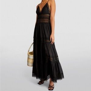 Beautiful made in Italy IMPERIAL black lace eyelet maxi dress
